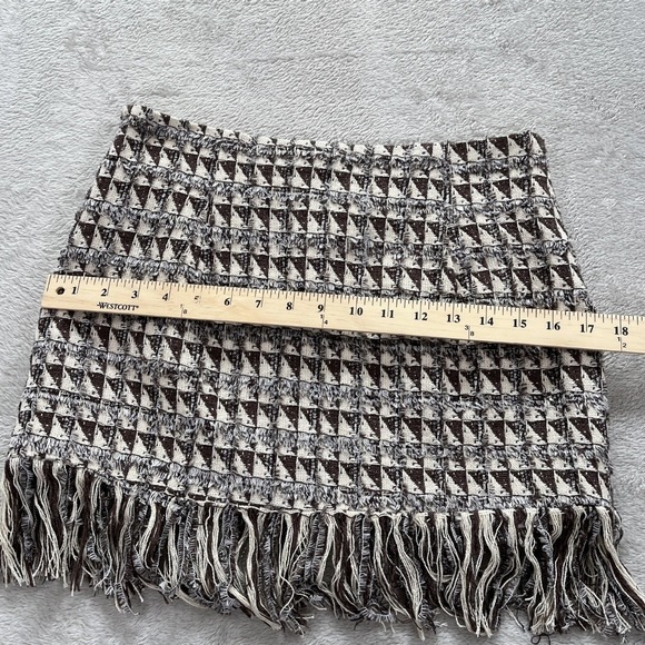 LE LIS Texture Geometric Fringe Mini Skirt Womens M Multicolor Boho Festival - Picture 8 of 10